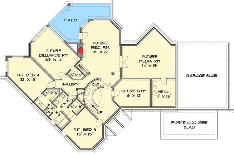 Plan 12073JL: Luxury Home Plan with Elegant Interior - 3912 Sq Ft - Floor Plan - Lower Level - European, Traditional
