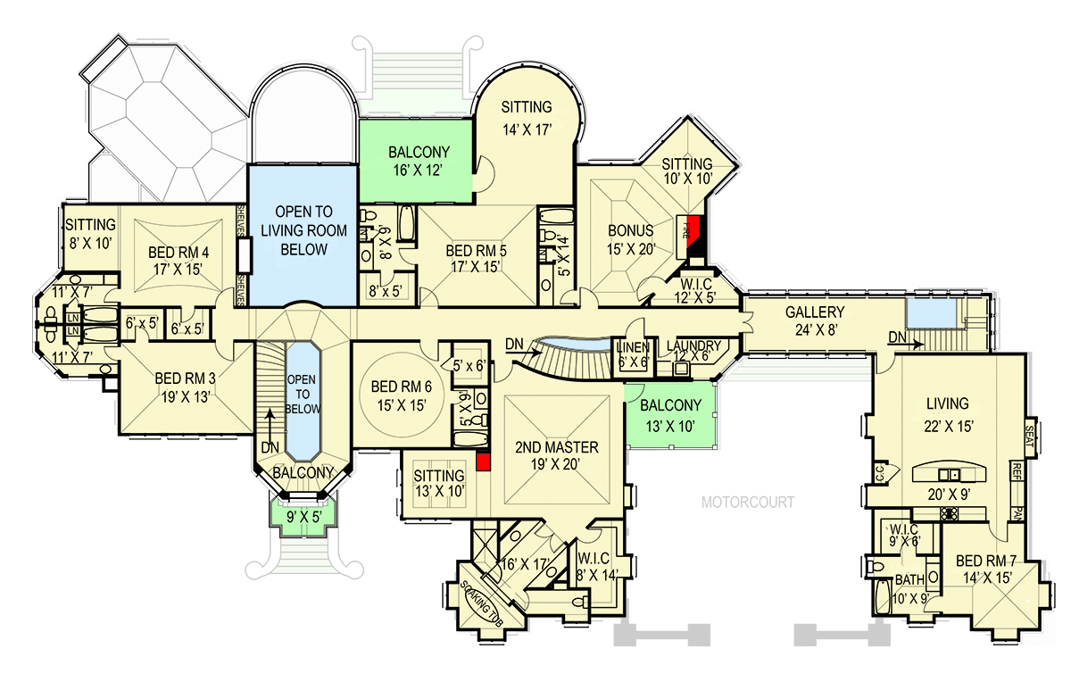 Plan 12079JL: Palatial Estate - Floor Plan - 2nd Floor - European