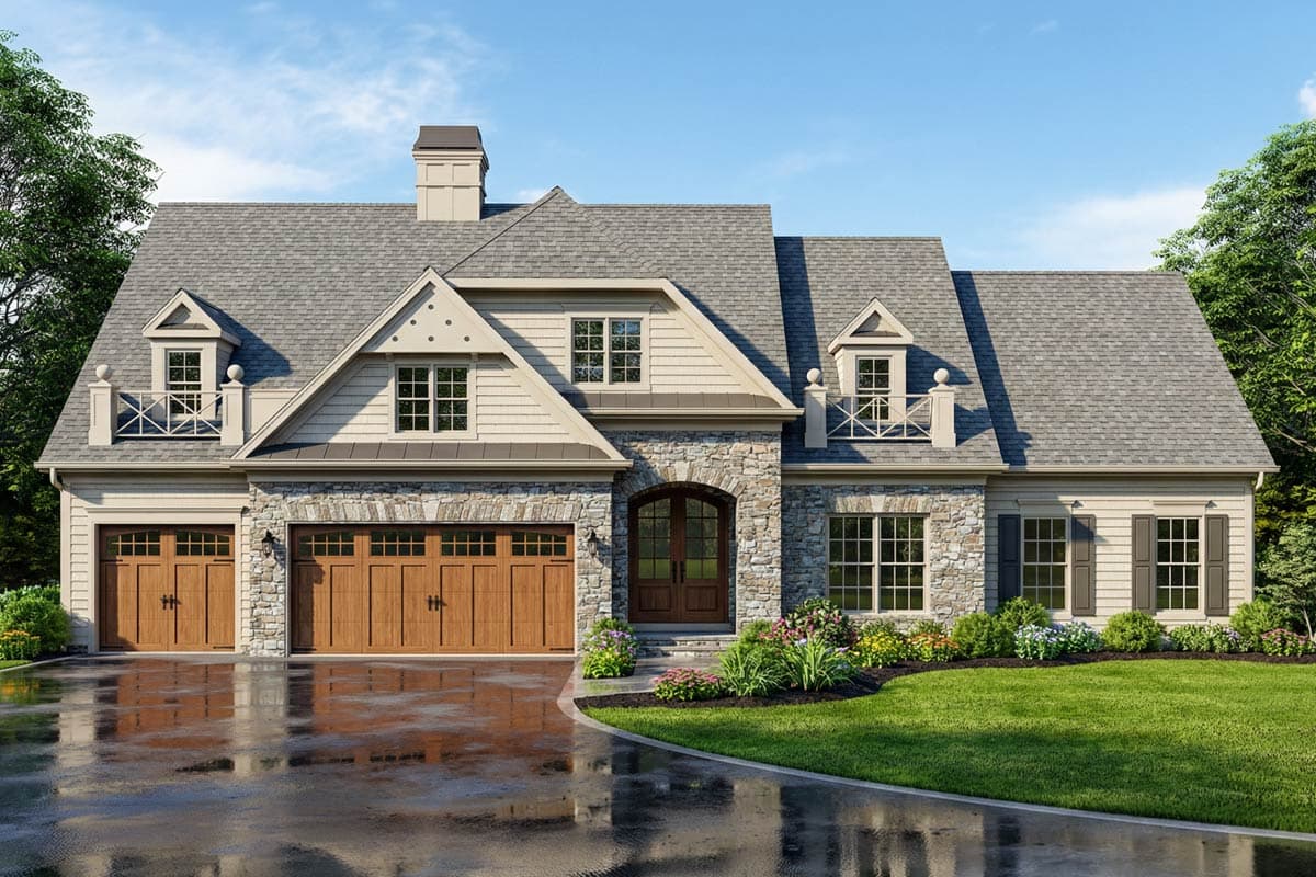 Plan 12135JL: European Traditional House Plan with Dual Master Suites and 3-Car Garage - Image #3 - European, Traditional