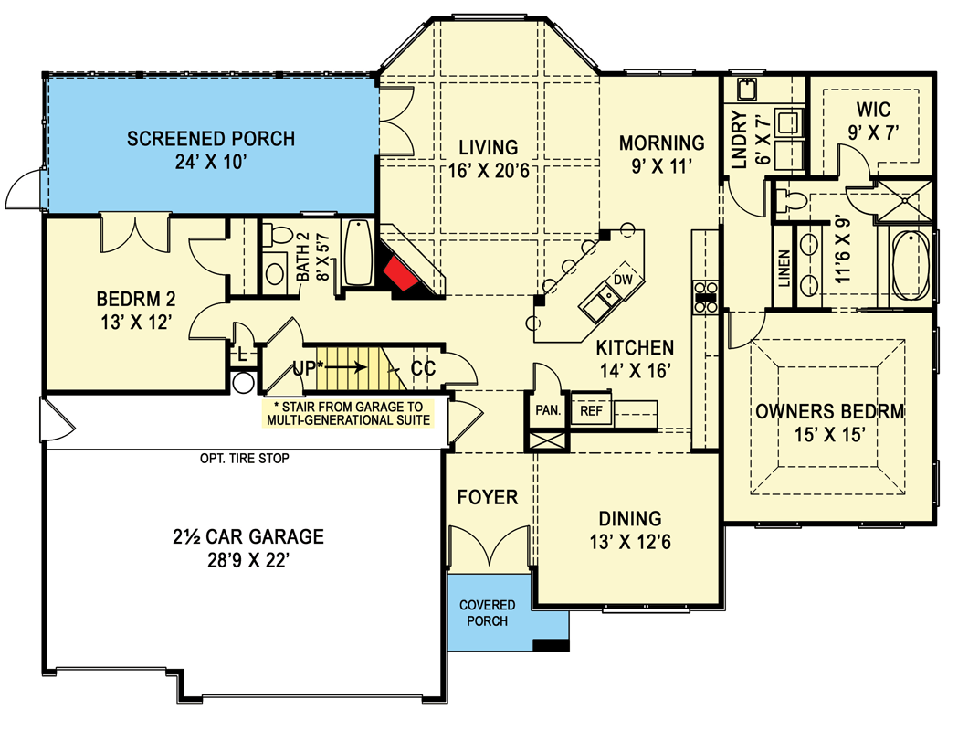 Plan 12135JL: European Traditional House Plan with Dual Master Suites and 3-Car Garage - Floor Plan - Main Level - European, Traditional