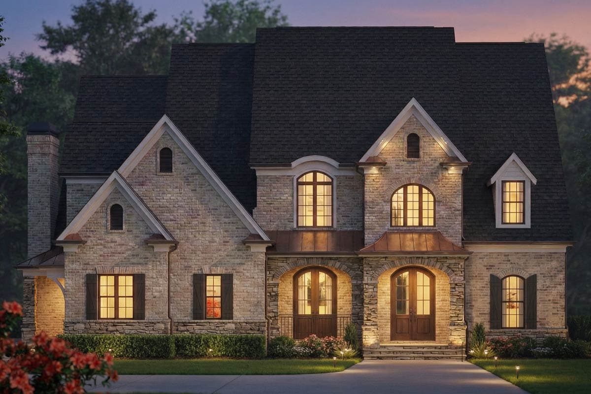 Plan 12146JL: European Luxury House Plan with 4 Bedrooms and Two-Story Great Room - Image #4 - European, French Country, Southern