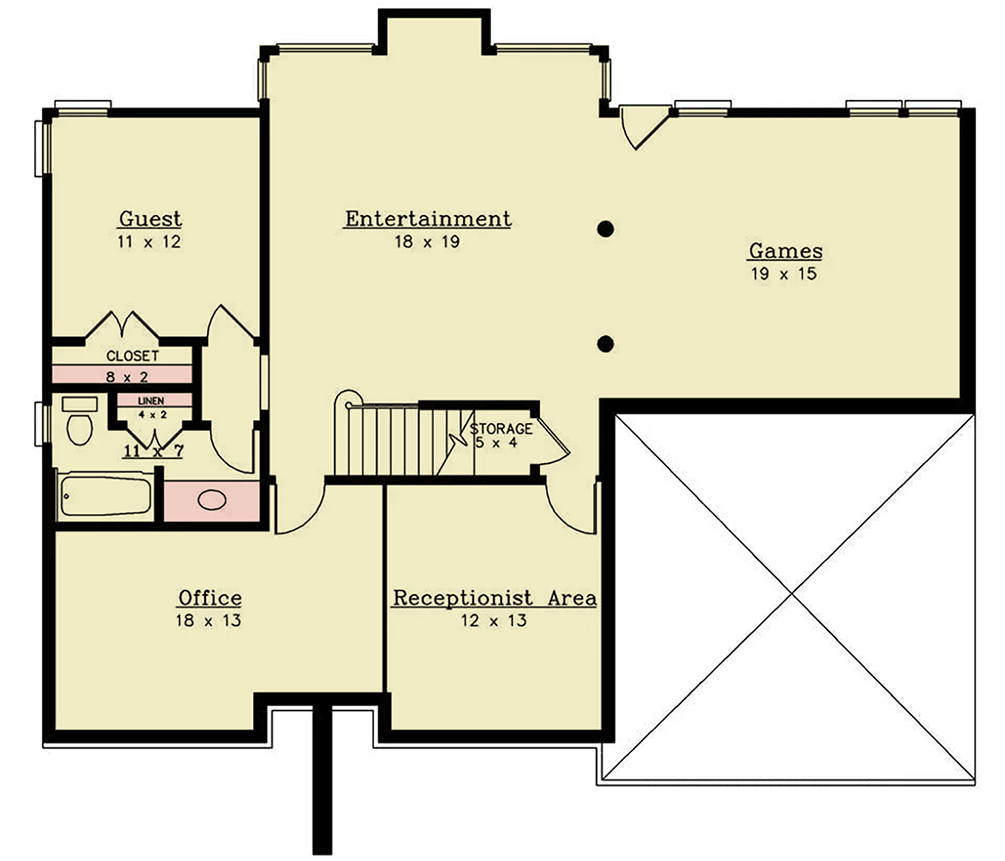 Plan 12238JL: Traditional Georgian House Plan with 4 Bedrooms and Two-Story Great Room - Floor Plan - Optional Lower Level - Colonial, Georgian, Traditional