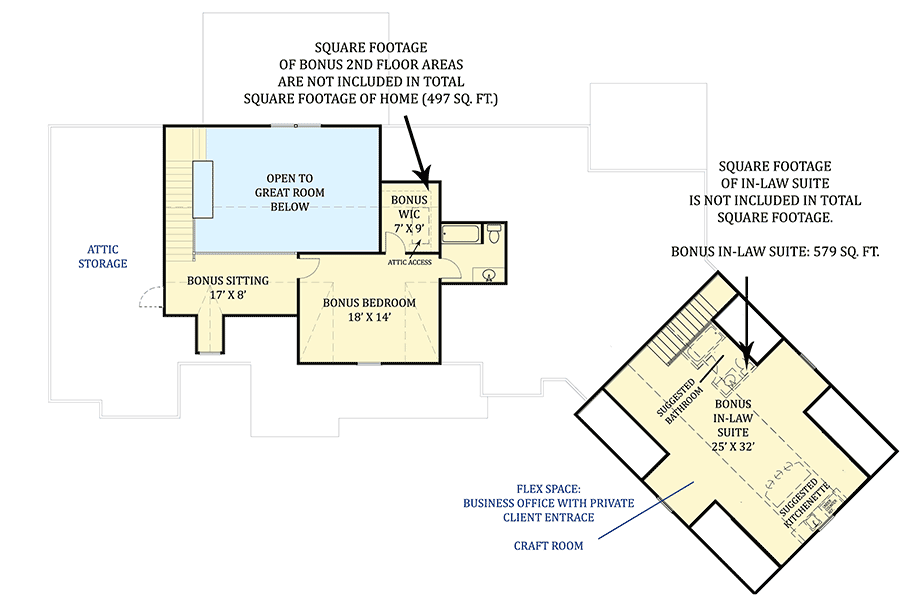Plan 12261JL: Luxurious Lodge-Like Living - 2499 Sq Ft - Floor Plan - 2nd Floor
 - Craftsman, Mountain, Traditional