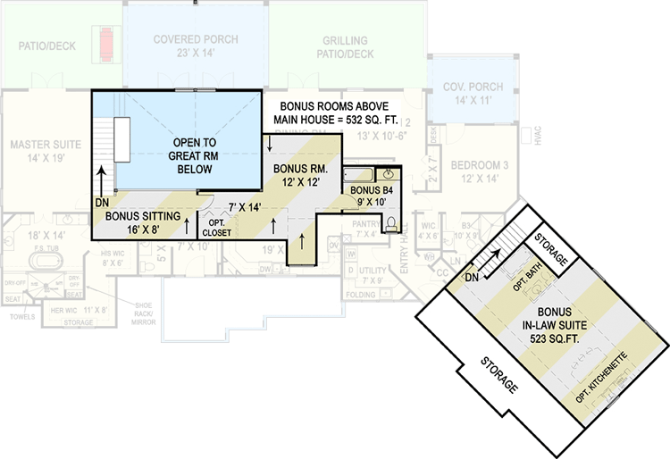 Plan 12279JL: Mountain Ranch with Expansion and Options - Floor Plan - Optionally Finished Bonus - Craftsman, Mountain, Ranch