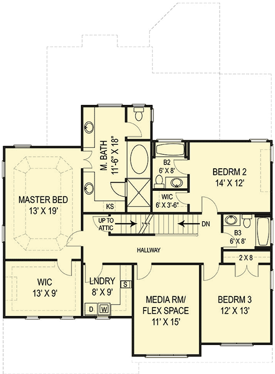 Plan 12280JL: Flexible 3 or 4 Bed House Plan - Floor Plan - 2nd Floor - Traditional