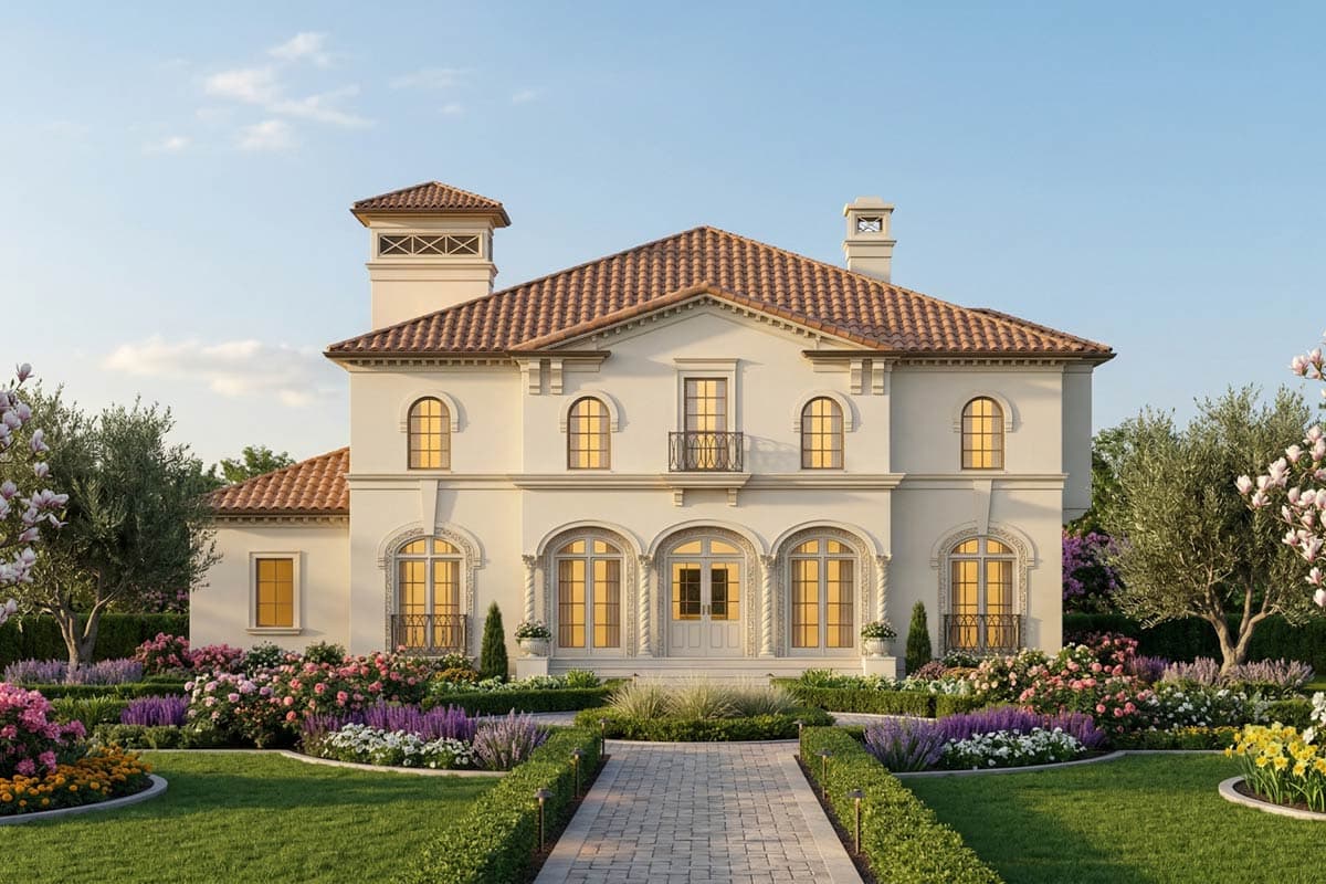 Plan 12282JL: Tuscan Villa with 2 Master Suites and a 3-Car Garage - 3405 Sq Ft - Image #3 - European, Mediterranean, Spanish, Tuscan