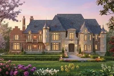 European Castle with Grand Staircase