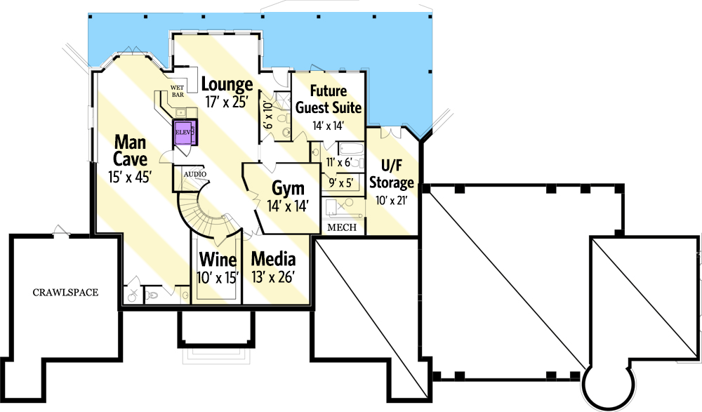 Plan 12292JL: European Castle with Two-Story Master Closet - Floor Plan - Optionally Finished Lower Level - European, French Country