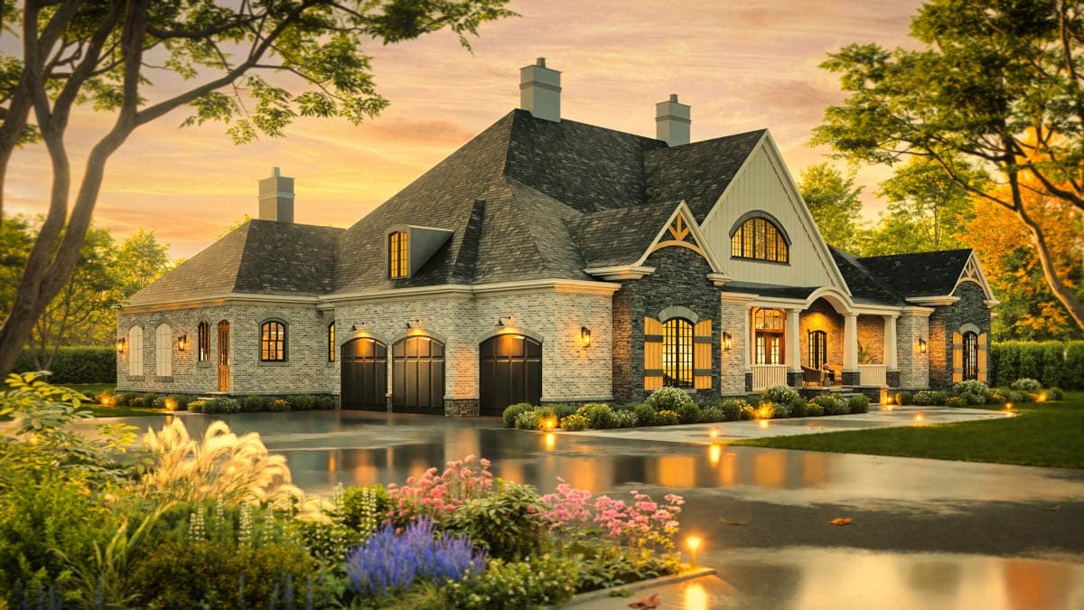 Plan 12297JL: Luxury European House Plan with Home Theater, Dual Islands, and Lavish Master - Image #7 - European, French Country