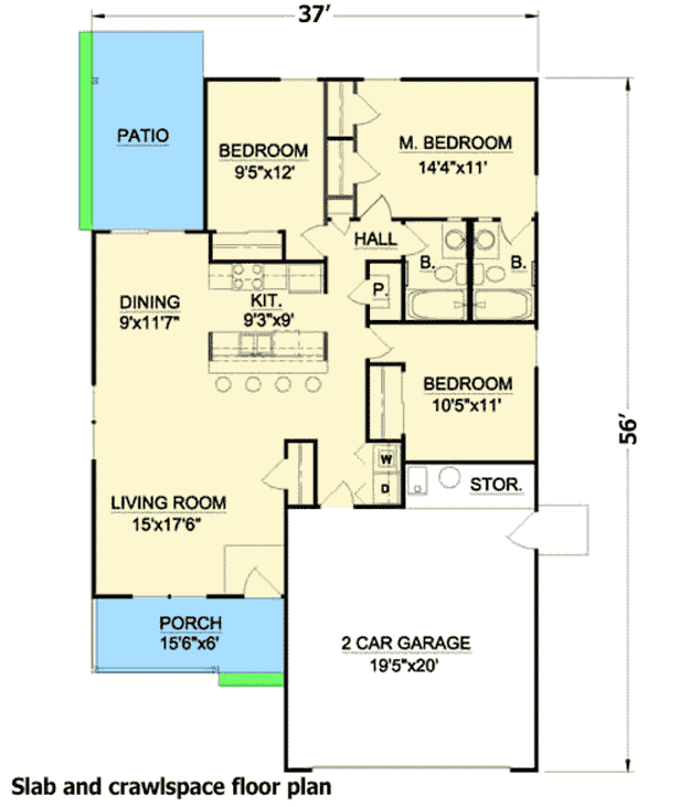 Plan 12725MA: Classy 3 Bed Cottage House Plan - 1216 Sq Ft - Floor Plan - Optional - Cottage, Craftsman, Northwest