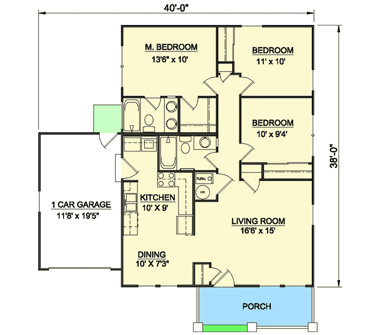 Plan 12728MA: Starter Home with Style - Floor Plan - Main Level - Northwest, Ranch