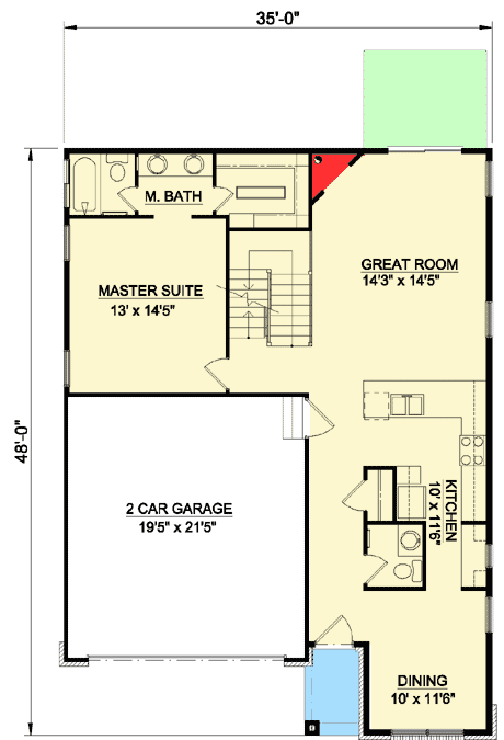 Plan 12735MA: 2-Story Craftsman With Loft Overlook - Floor Plan - Main Level - Craftsman, Northwest