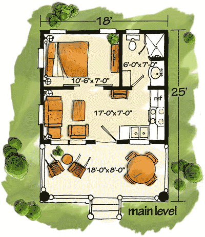 Plan 12909KN: Country Getaway - Floor Plan - Main Level - Cottage, Country, Mountain, Rustic, Vacation