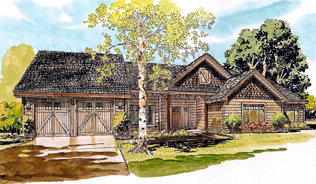 Plan 12914KN: 3 Bed House Plan with Vaulted Living Room and Master Suite - Image #9 - Craftsman, Mountain, Ranch, Rustic, Vacation