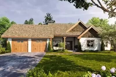 3 Bed House Plan with Vaulted Living Room and Master Suite