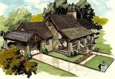 Rustic Hill Country Home Plan with 3 Outdoor Spaces