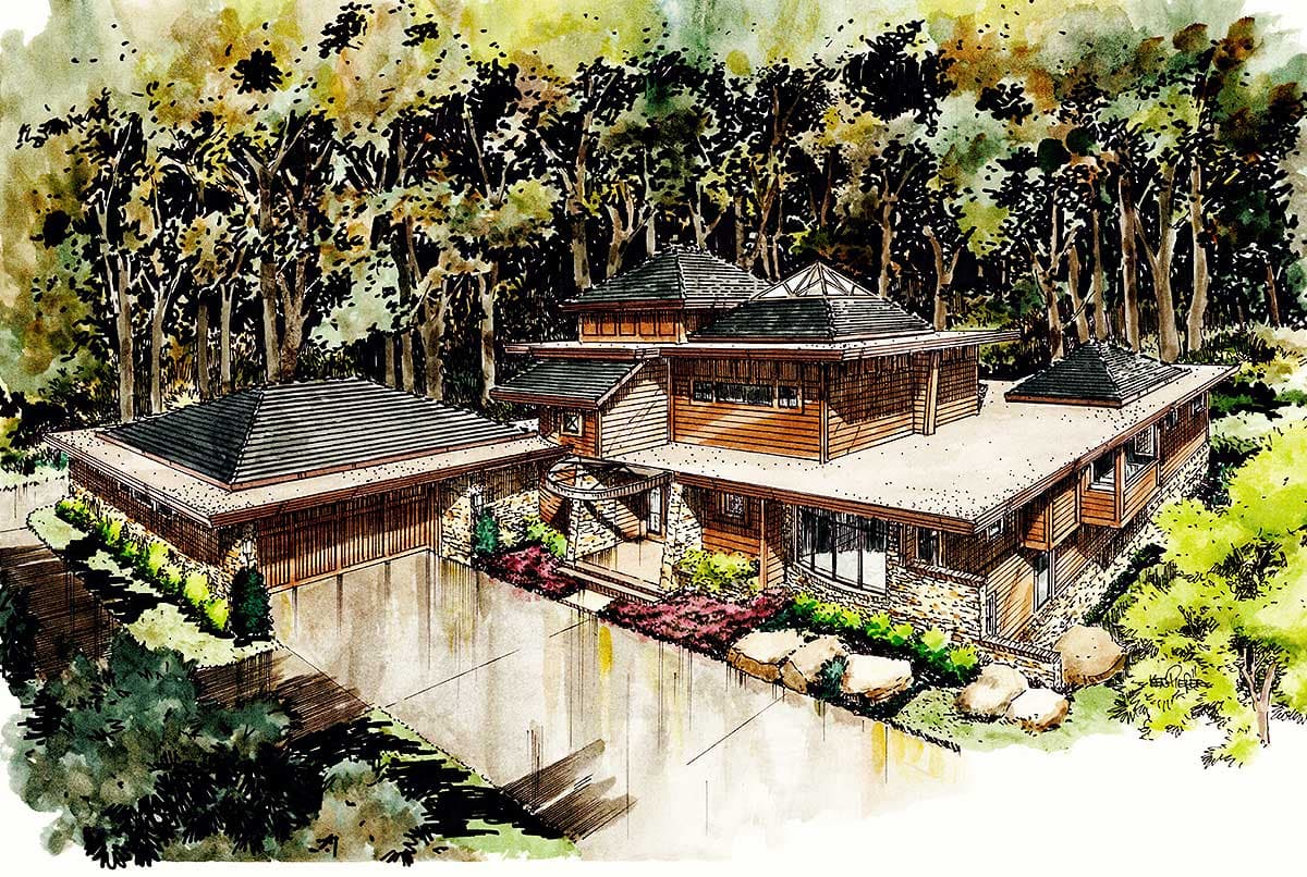 Plan 12928KN: Mountain Home Plan with Breathtaking Vaulted Living Room - Image #6 - Contemporary, Mid Century Modern, Mountain, Prairie, Rustic