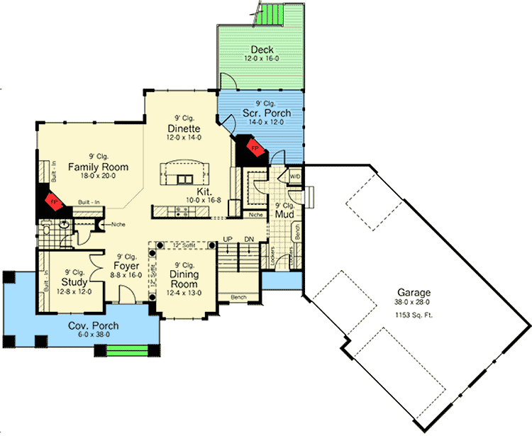 Plan 14462RK: 4-Bedroom Luxury Craftsman Home Plan - 3524 Sq Ft - Floor Plan - Main Level - Craftsman, New American, Northwest, Traditional