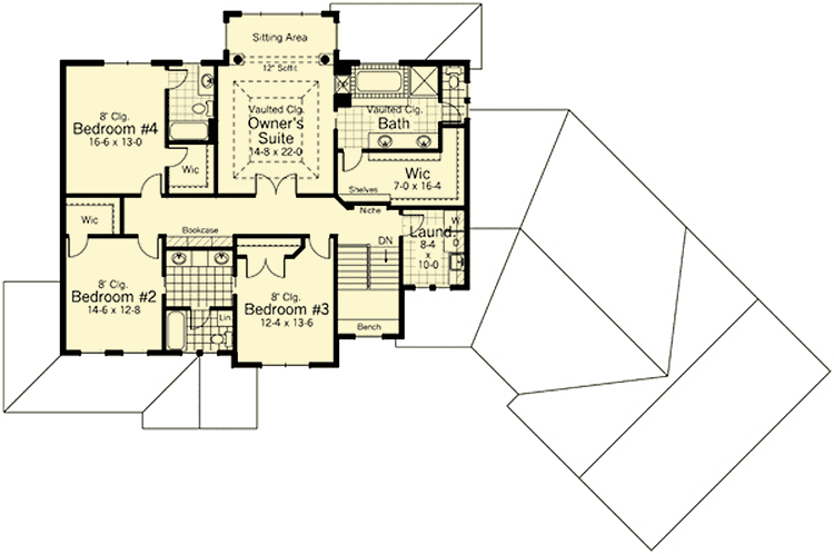 Plan 14462RK: 4-Bedroom Luxury Craftsman Home Plan - 3524 Sq Ft - Floor Plan - 2nd Floor - Craftsman, New American, Northwest, Traditional