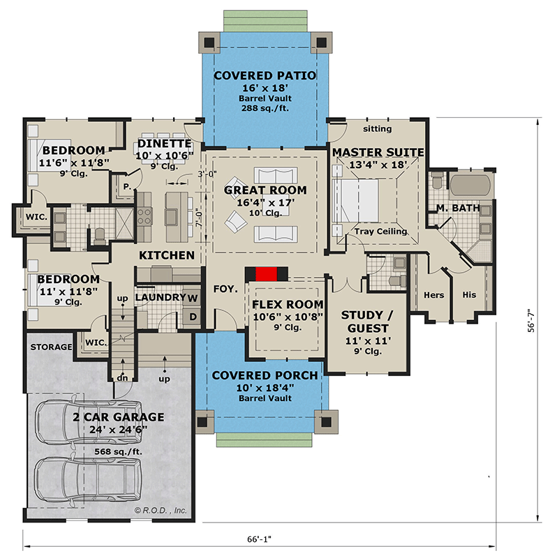 Plan 14603RK: Craftsman Home with Flex Room - Floor Plan - Main Level - Craftsman, New American, Northwest, Shingle