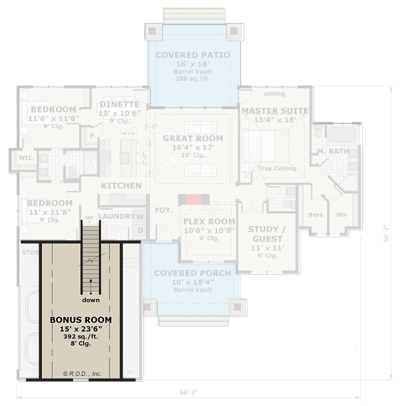 Plan 14603RK: Craftsman Home with Flex Room - Floor Plan - Bonus - Craftsman, New American, Northwest, Shingle