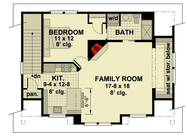 Plan 14631RK: 3 Car Garage with Apartment Above - 988 Sq Ft Garage and 938 Sq Ft Apartment - Floor Plan - 2nd Floor - Carriage, Craftsman, New American