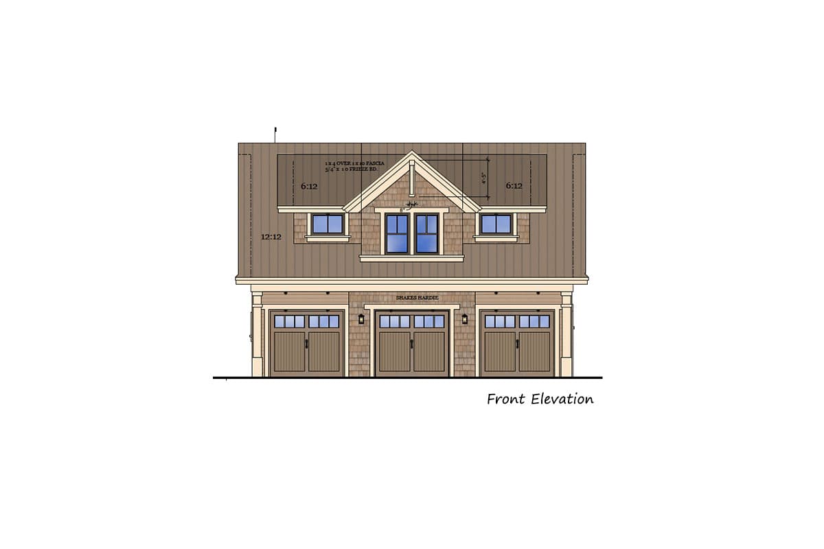 Plan 14631RK: 3 Car Garage with Apartment Above - 988 Sq Ft Garage and 938 Sq Ft Apartment - Image #7 - Carriage, Craftsman, New American