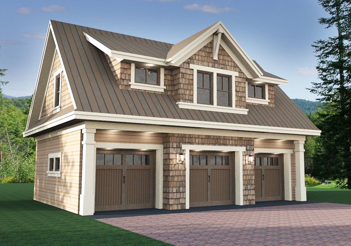 Plan 14631RK: 3 Car Garage with Apartment Above - 988 Sq Ft Garage and 938 Sq Ft Apartment - Image #5 - Carriage, Craftsman, New American