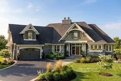 Craftsman House Plan with Home Office Flex Space and an Angled 2-Car Garage