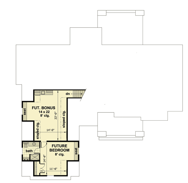 Plan 14650RK: Elegant Craftsman with Room to Grow - Floor Plan - Bonus - Craftsman, Northwest