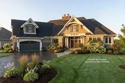 Craftsman House Plan with Angled 2-Car Garage with Bonus Above