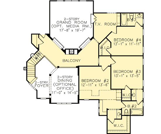 Plan 15601GE: Graceful Flow - Floor Plan - 2nd Floor - European, Traditional
