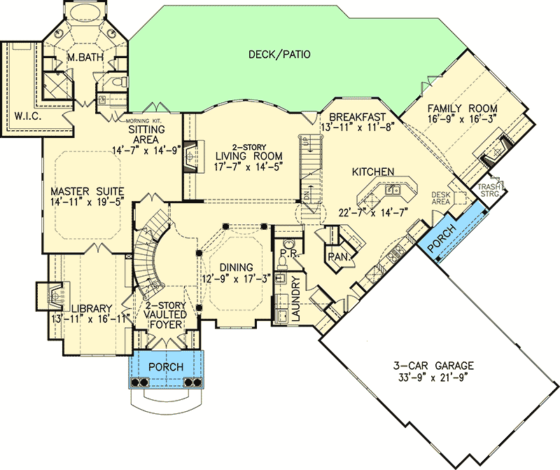Plan 15614GE: Four Bedroom Splendor with Options - Floor Plan - Main Level - European, Traditional