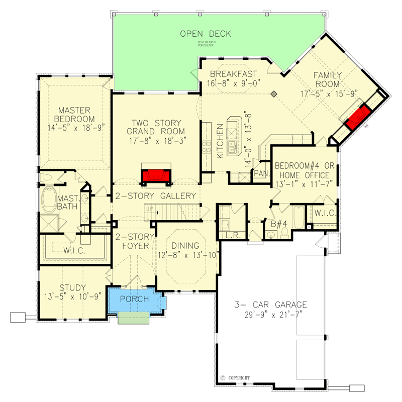 Plan 15620GE: Master Down Beauty - Floor Plan - Main Level - Cottage, Country, Craftsman, European, French Country