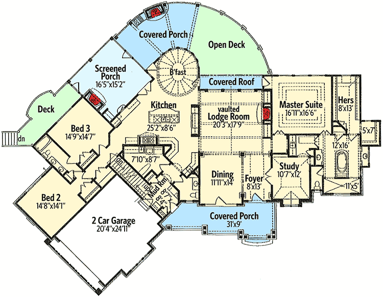 Plan 15623GE: Sweeping Views and Alternate Versions Abound - Floor Plan - Main Level - Country, Craftsman, Mountain, Rustic