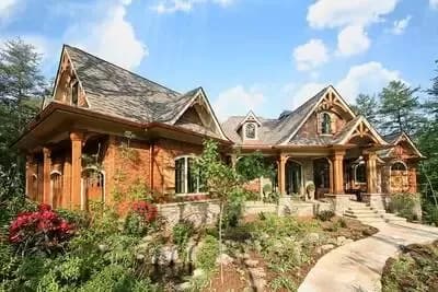 Mountain Craftsman House Plan with Curved Rear Porch and Deck - 2343 Sq Ft