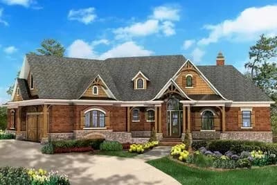 Rustic 2714 Square Foot Craftsman House Plan with Dramatic Sweeping Rear Deck