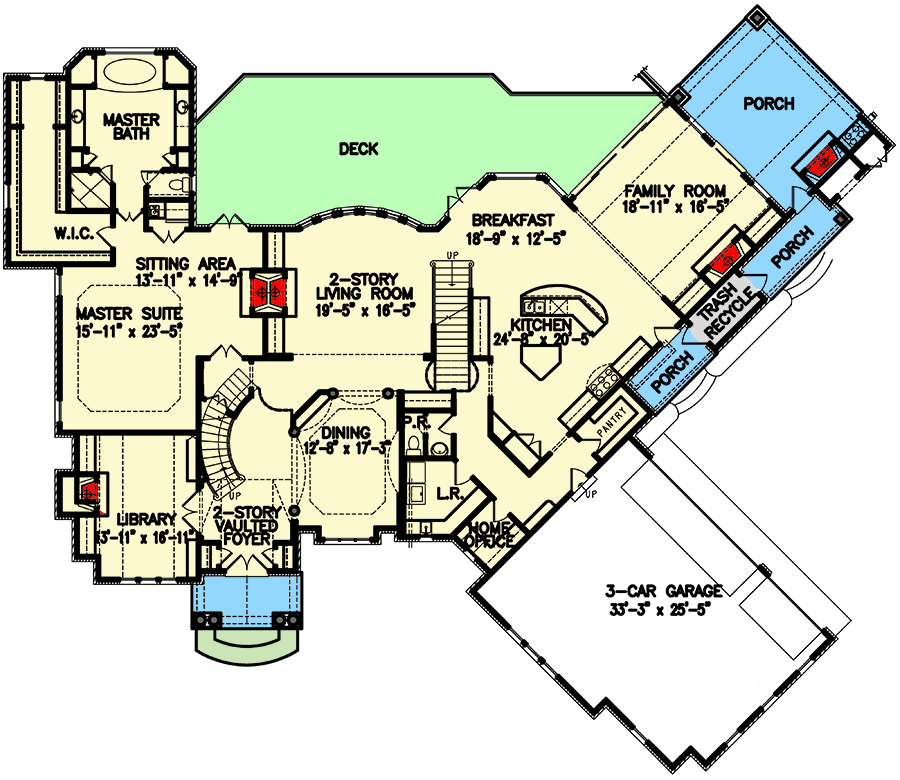 Plan 15634GE: Four Bedroom Splendor - Floor Plan - Main Level - European, Traditional