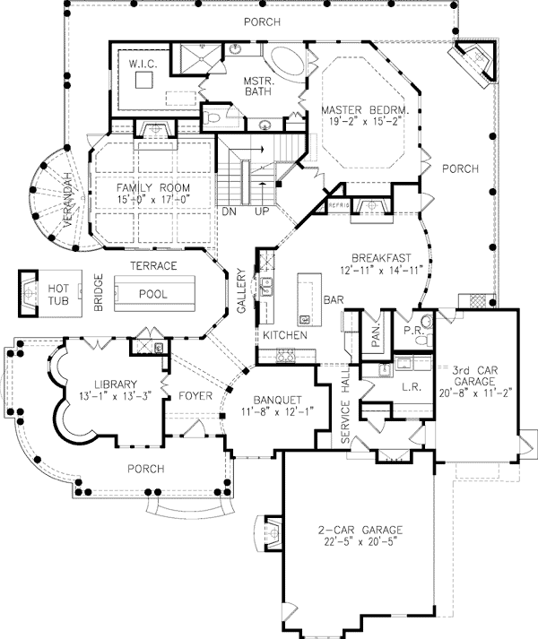 Plan 15635GE: One-of-a-Kind with Captain's Walk - Floor Plan - Main Level - Cape Cod, Northwest, Shingle