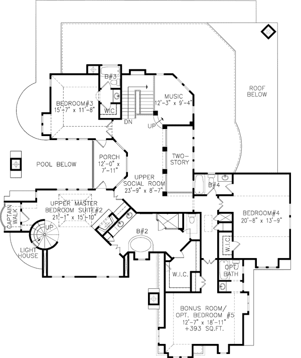 Plan 15635GE: One-of-a-Kind with Captain's Walk - Floor Plan - 2nd Floor - Cape Cod, Northwest, Shingle