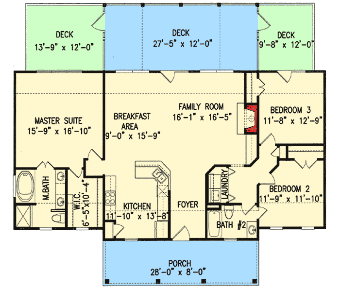 Plan 15641GE: 3-Bedroom Country Cottage House Plan with Outdoor Space in Back - Floor Plan - Main Level - Ranch