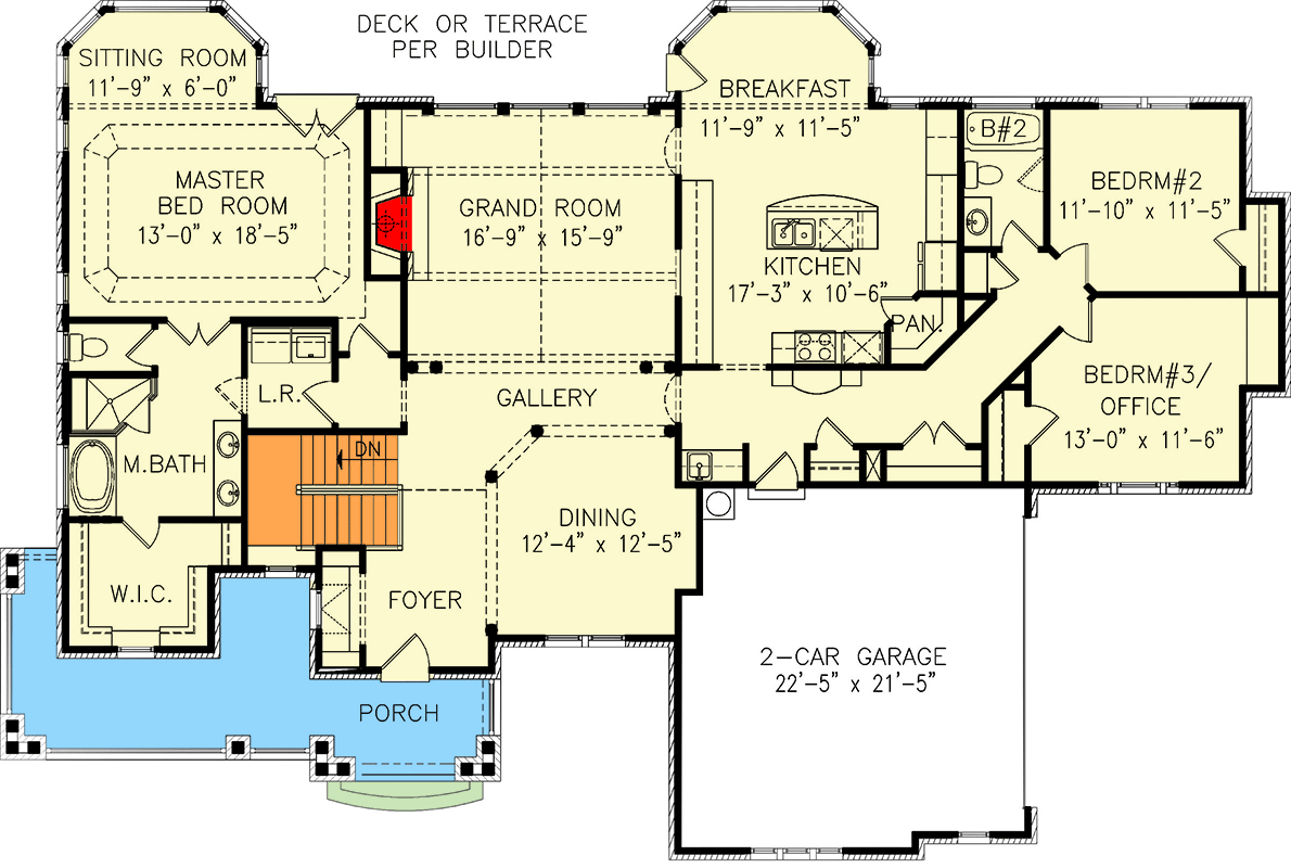 Plan 15645GE: Craftsman Mountain House Plan with Split Bedrooms and Flex Room - Floor Plan - Main Level - Craftsman, Mountain, Ranch, Rustic, Shingle
