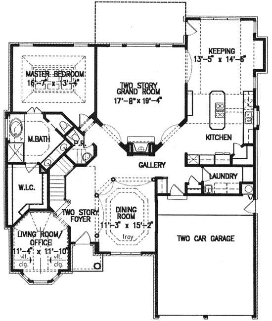 Plan 15648GE: 2-Story 4-Bed House Plan with Brick Exterior - Floor Plan - Main Level - European, Traditional