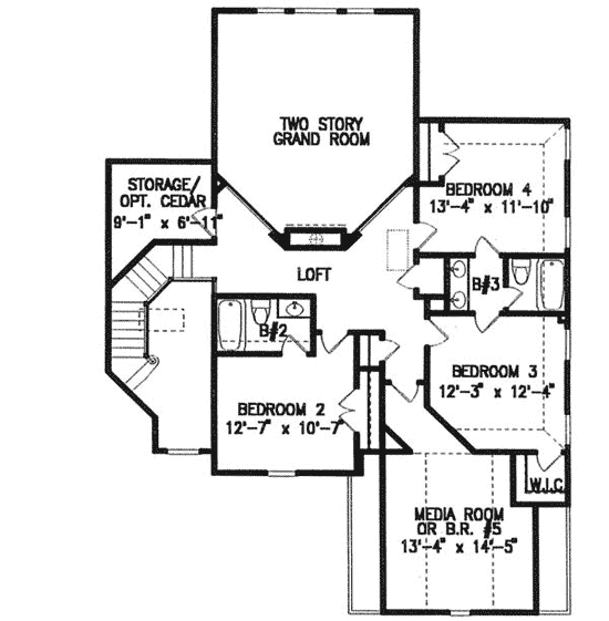 Plan 15648GE: 2-Story 4-Bed House Plan with Brick Exterior - Floor Plan - 2nd Floor - European, Traditional
