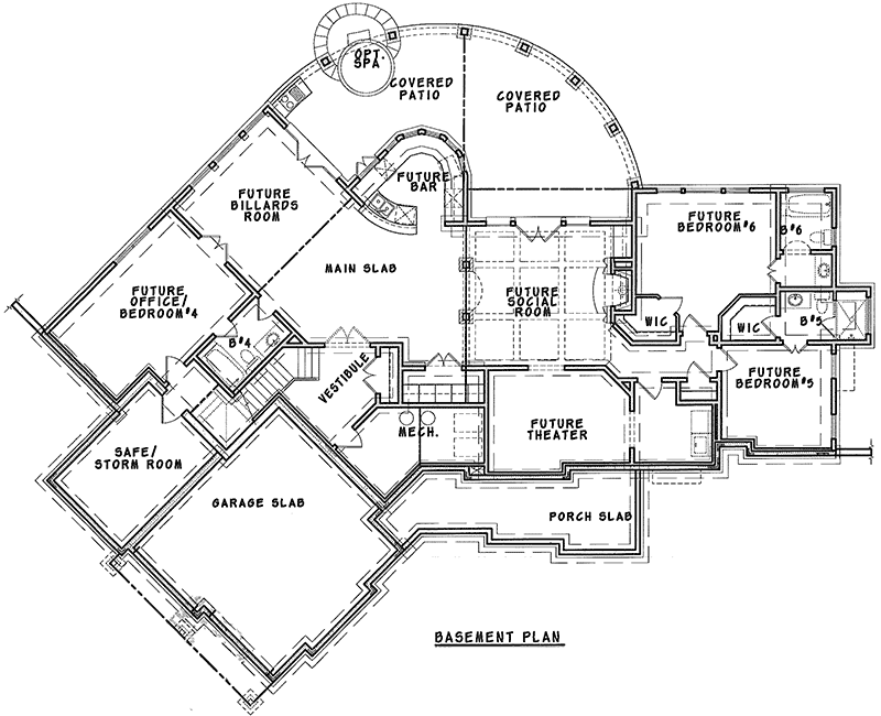 Plan 15651GE: Mountain Craftsman House Plan with Curved Back Porch - 2611 Sq Ft - Floor Plan - Lower Level - Country, Craftsman, Mountain, Rustic