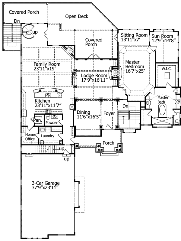 Plan 15663GE: Mountain Lodge with Options - Floor Plan - Main Level - Craftsman, Mountain, Rustic, Vacation