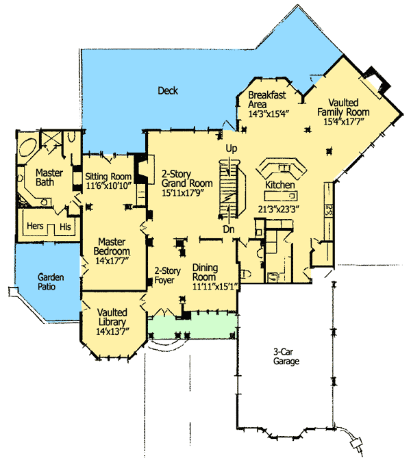 Plan 15671GE: Distinctive Curb Appeal - Floor Plan - Main Level - European, Traditional