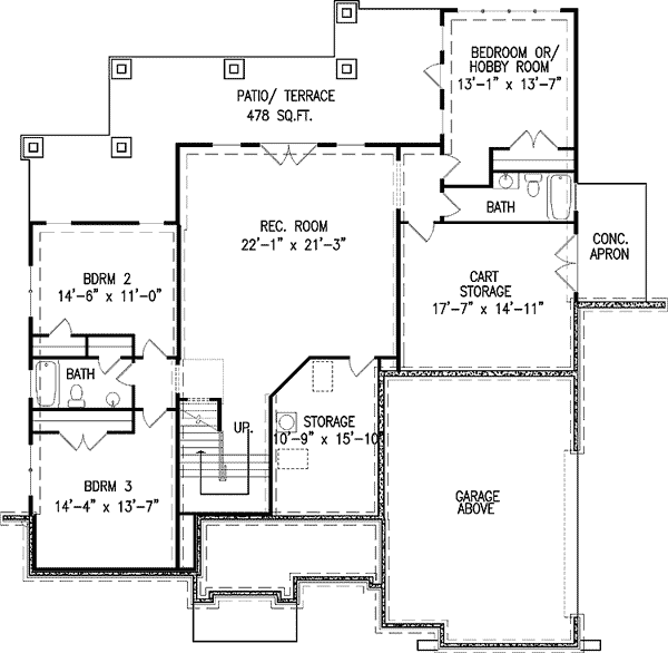 Plan 15672GE: Outdoor Spaces and Views - Floor Plan - Basement - Craftsman, Mountain, Traditional