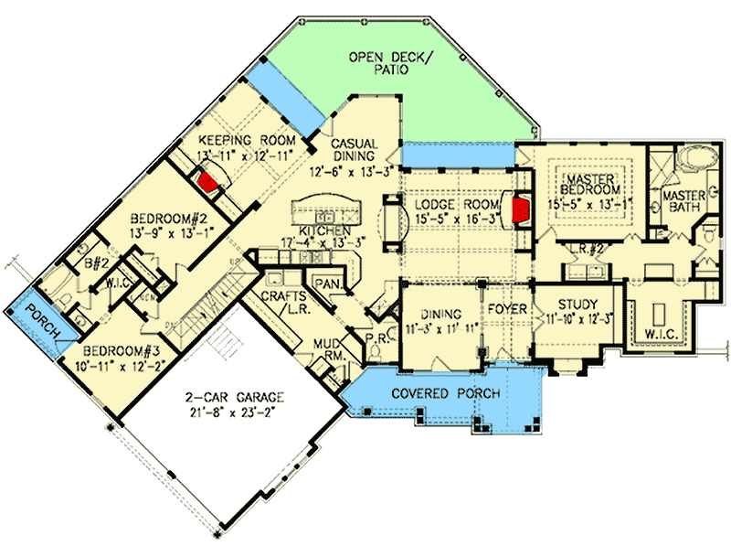 Plan 15689GE: Mountain Craftsman Dream - Floor Plan - Main Level - Craftsman, Mountain, Rustic