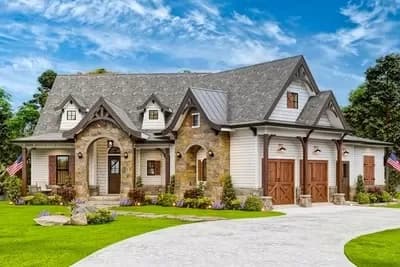 Rustic Craftsman Lodge Home Plan for a Rear Sloping Lot - 2545 Sq Ft